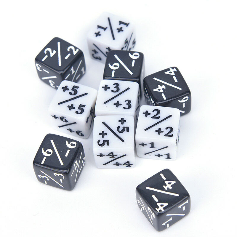 10x Dice Counters 5 Positive +1/+1 & 5 Negative -1/-1 For Gathering Table M&
