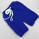 Newborn Baby Photography Props 2pcs Costume Knitted Striped Pants with Hat