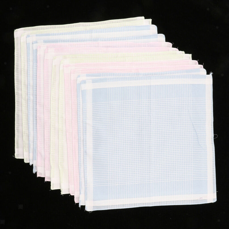 12pcs Men Women Classic Plaid Cotton Pocket Handkerchief Pocket Square Hanky