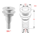 3/4 inch Plastic Thru-Hull Bilge Pump and Aerator Hose Fitting for Boa DAR