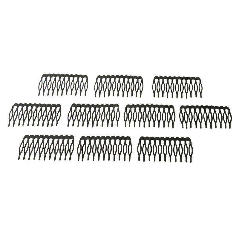 10pcs Black Plain Metal 10 Teeth Hair Combs Clips Hairpins for Dressing