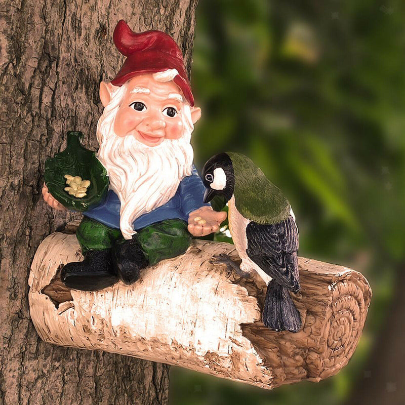 Bird Feeders for Outside, Garden Gnome Outdoor Statue, Small Statue for