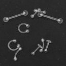 10pcs Clear Acrylic Tongue Rings Lip Studs Hoop Barbells Invisible Body Jewelry