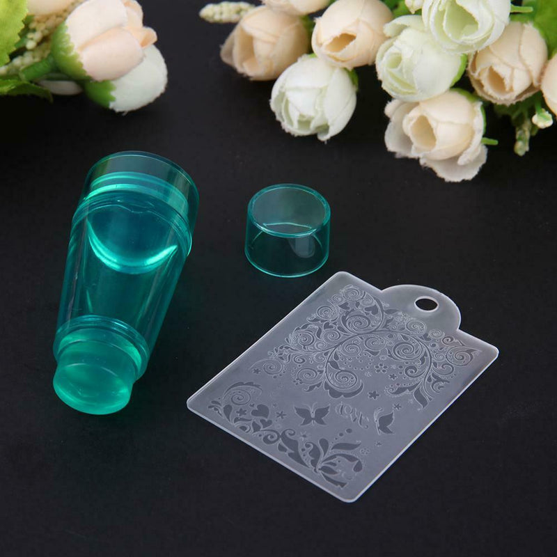 DIY Double Head Clear Silicone Nail Art Seal Stamper+Seal Template with Lid