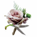 Rose Flower Silk Boutonniere Corsage Accessories wedding decorations Nude p H4L8