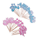 36pcs Cute It's a Girl Boy Baby Carriage Bib Rattle Cake Toppers Photo Props