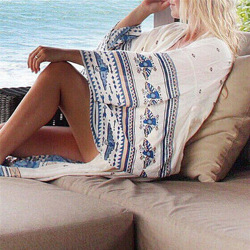 Women Summer Chiffon Bikini Cover Up Swimwear Bathing Suit Beach Dress Long 2 Kw