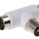 2pc 2 Way TV T Splitter Aerial Coaxial Cable Male to 2 Female Connectors Ada Hn