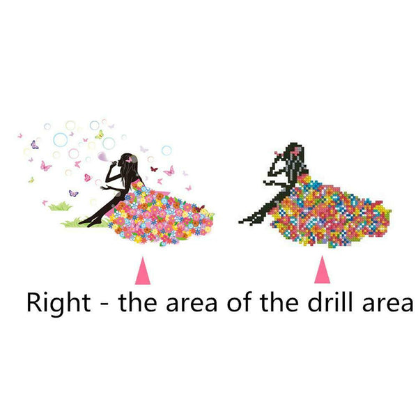 5D DIY Diamond Painting Happy Flowers Girl Cross Stitch Embroidery Mosaic