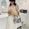 Women Plush Shoulder Underarm Bag Zebra Printed Fashion Winter Handbag (3)