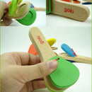 Children's Wooden Percussion Instrument Castanet Clapper Creative Long Hand T4N4