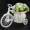 Nostalgic Bicycle Artificial Flower Decor Plant Stand (White+green)