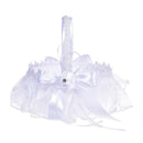 Flower Girl Basket White Flower Basket Wedding Flower Basket Bow Bride Wedd K3L9