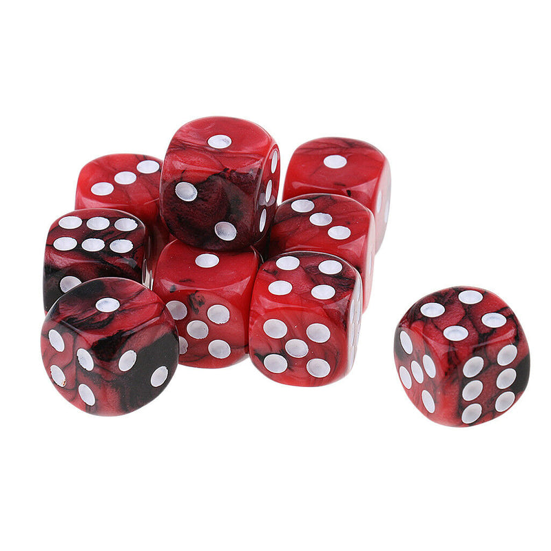 10Pcs Red Black Six Sided D6 Dice Dies for Dungeons & Dragons Role Play Accs