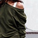 Women Autumn Fashion Off Shoulder Long Sleeve Sweatshirt Blouse Ladies Casu