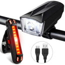 ABS Mountain Bike USB Rechargeable Headlight+Tail Light Set Cycling Tackles