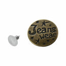 7PCS Letters Pattern Lock Inside No Sew Jeans Tack Buttons 20mm Dia