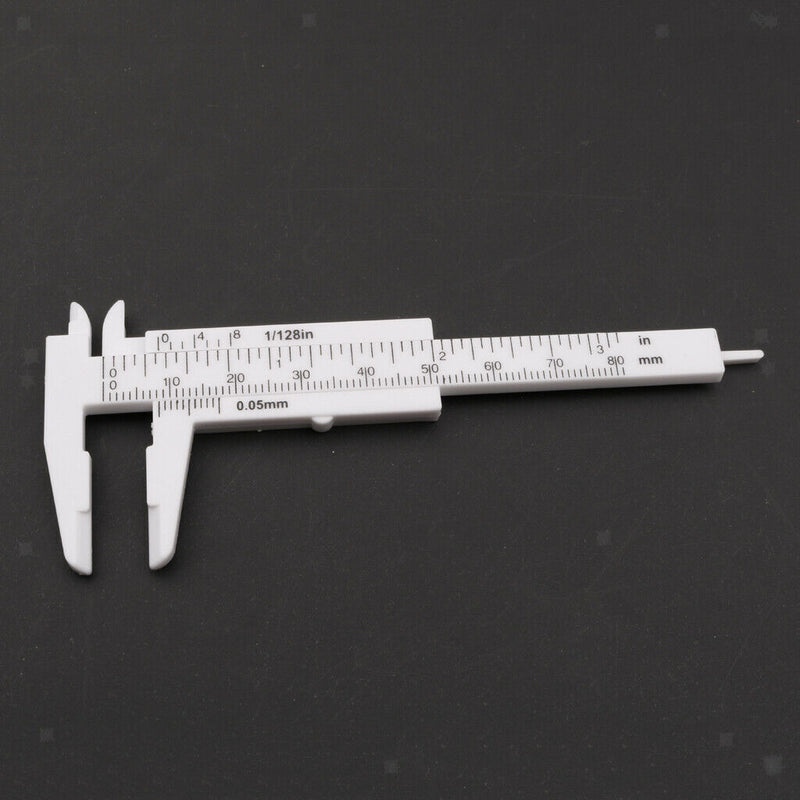 Plastic Vernier Scale Ruler Caliper Metric/ Imperial 0-80mm Reading Whtie