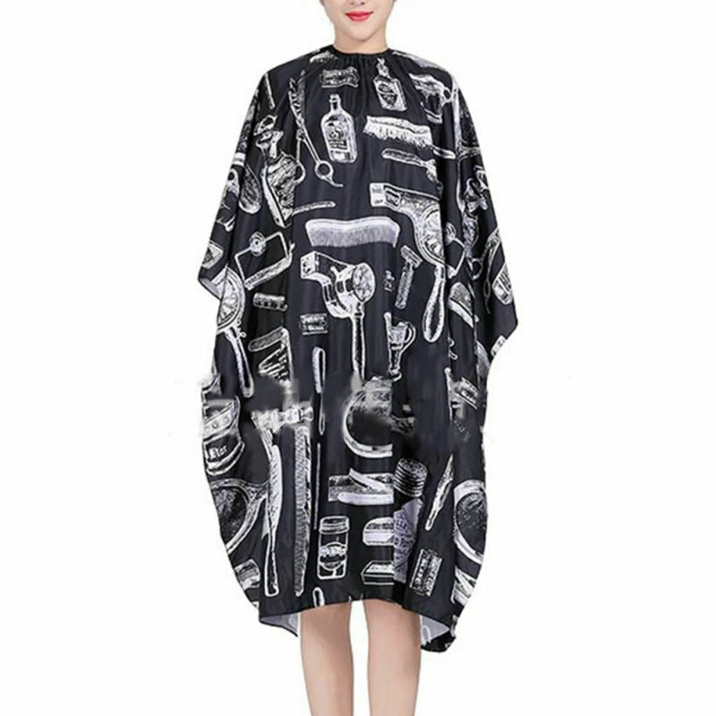 Black Hairdressing Gown Cape Hair-Cut Salon Barber Nylon Cloth Wrap Protect