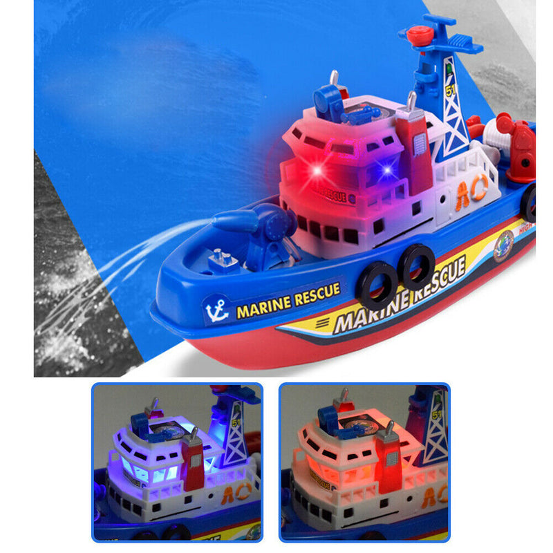 Kids Electric Ship Fire Boat Water Spray Music Sound Light Educational Toys