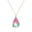 Rock Chakra Jewelry Natural Crystal Necklace Irregular Rainbow Stone Pendant_AU