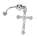 Surgical Steel Cross Dangle Navel Button Bar belly ring Piercing body jewel C3R7