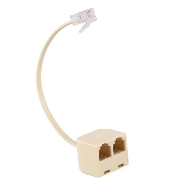 5X(RJ11 6P4C 2 Way Outlet Telephone Jack Line Splitter Adapter Beige G2Y3)