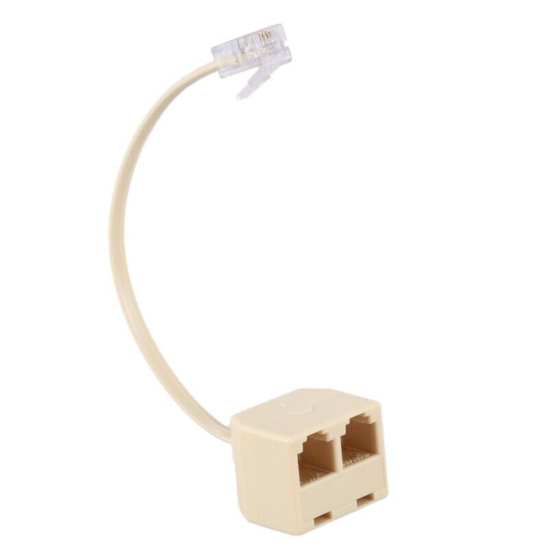 5X(RJ11 6P4C 2 Way Outlet Telephone Jack Line Splitter Adapter Beige G2Y3)