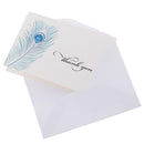Pack of 50 Wedding Christening Peacock Feather Thank You Cards Envelopes