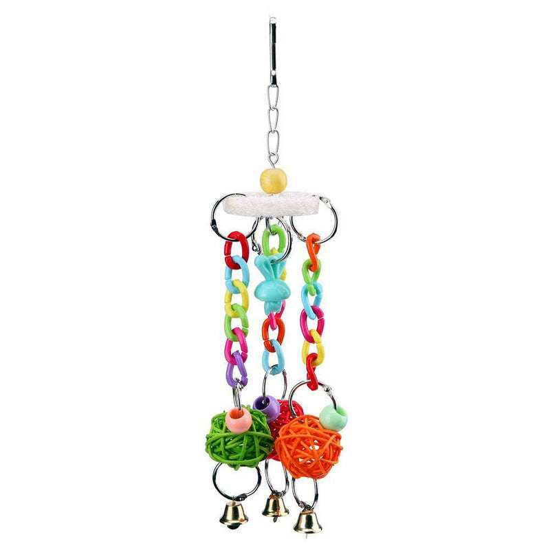 Colorful Wood Pet Parrots Toys Bells for Birds Play Bite Climb Hanging Cage