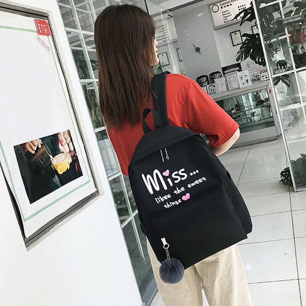 4Pcs/Set Women School Backpacks Schoolbag for Teenagers Girls Student Book  V7F5
