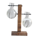 3PC Plants Hydroponic Vase with Retro Wooden Stand Office Desk Wedding Decor