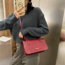 Retro Women Shoulder Bags Flap PU Leather Casual Solid Handbags (Wine Red)