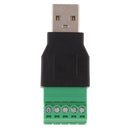 USB 2.0 A Screw Terminal Block Connector Male to 5 Pin Female Connector (1Pack)