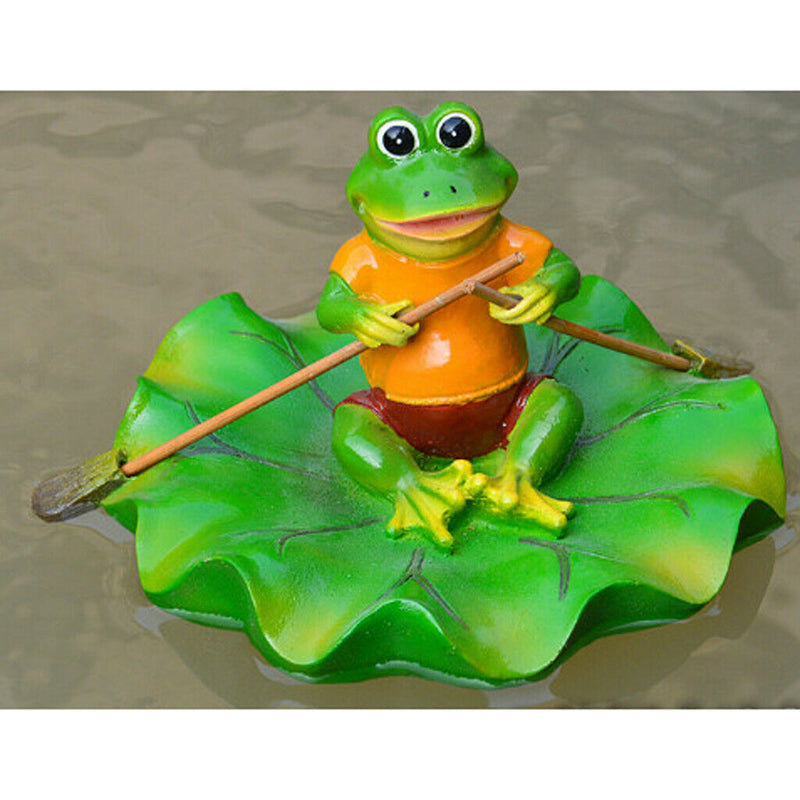 2x Artificial Lotus Leaf Frog Water Floating Ornament Pond Decoration