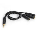 3.5mm 3-Pole Plug to 3 Way Stereo Audio Headphone Splitter Adapter Cable A