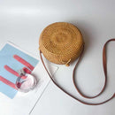 Gril Bag Handwoven Bali Round Retro Rattan Straw Beach Crossbody Bag Tops(B