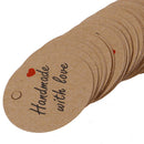 100Pcs Handmade with Love Labels Hang Tags Blank Kraft Paper with 20m Str hwTEUS