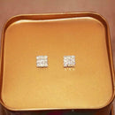 Mens Womens Clip On Earrings Rhinestone Diamante Square Magnetic Jewelry