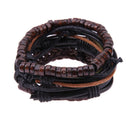 Men European Retro Multilayer Cowhide Handmade Woven Bracelet Jewelry A