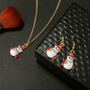 3pcs Christmas Snowman Drop Earrings Pendant Necklace Women Jewelry Set