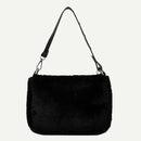 Plush Underarm Pack Shoulder Messenger Bag Women Soft Fluffy Totes (Black)