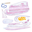13 Stlyes Acrylic Fashion Metric Ruler Set Drawing Comma Straight French Curve