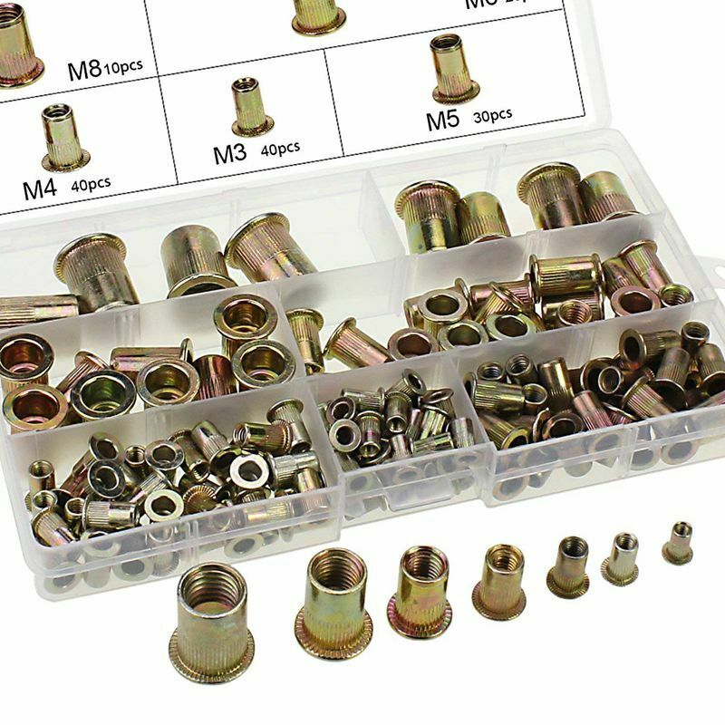 150PCS Plated Carbon Steel Rivet Nut M3 M4 M5 M6 M8 M10 M12 Flat Head Threa
