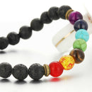 7 Chakra Healing Balance Beaded Bracelet Lava Yoga Reiki Prayer Stone Unisex LJ