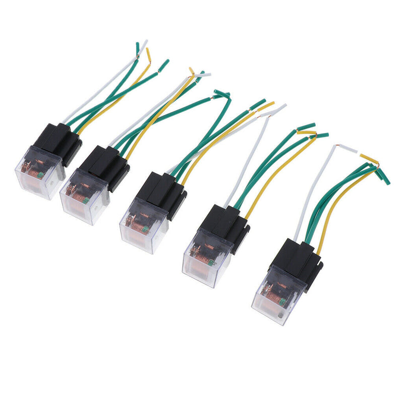 5x 60A LED Relay 24V 4Pin Socket w Wire Normal Open Waterproof Car Truck Van