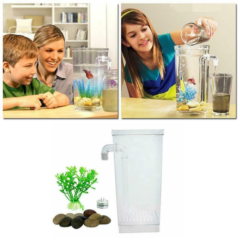 Kids Fish Tank Self Cleaning Small Desktop Mini Goldfish Filter Tank Easy Clean
