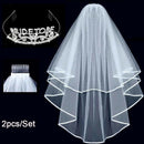 Women Girl White Lace Wedding Bride Maid Tiara Hair Veil Bachelorette Party