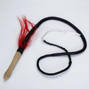 1Pc Black Cowhide Wooden Hand-braided Leather Pull Whip Bullwhip with Handle