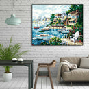 DIY Painting By Number Kit Modern Sea Houses Wall Decor Canvas Coloring Art